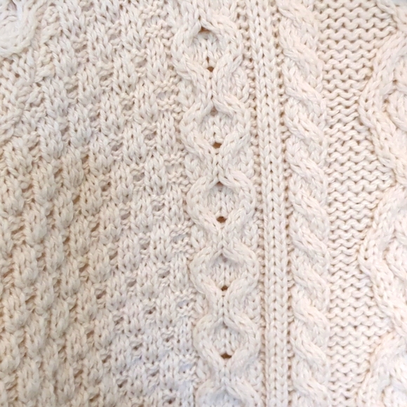 Aran Isles Irish Made Pure Wool Cabled Cowl Neck Pocket Fisherman Sweater XL - Picture 5 of 10